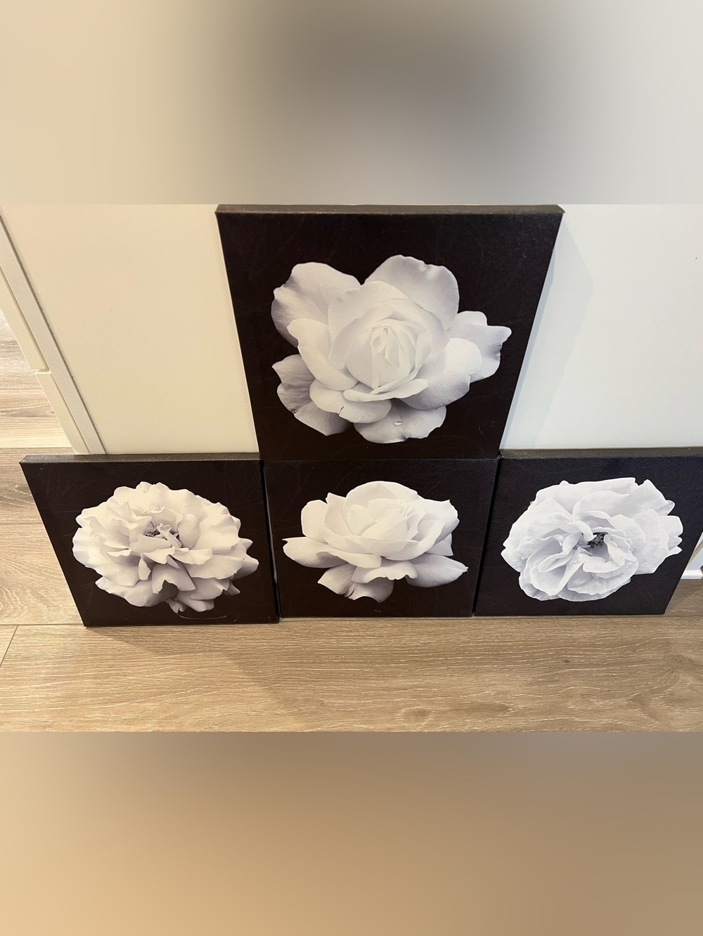 4 piece Flowers Wall Art Canvas Pictures. 12"x 12" x.75".